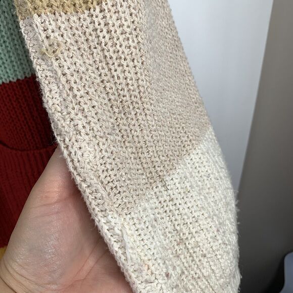 Lara Fashion Size L / XL Cardigan Sweater Long Rainbow Striped Open Front Knit - Picture 8 of 9